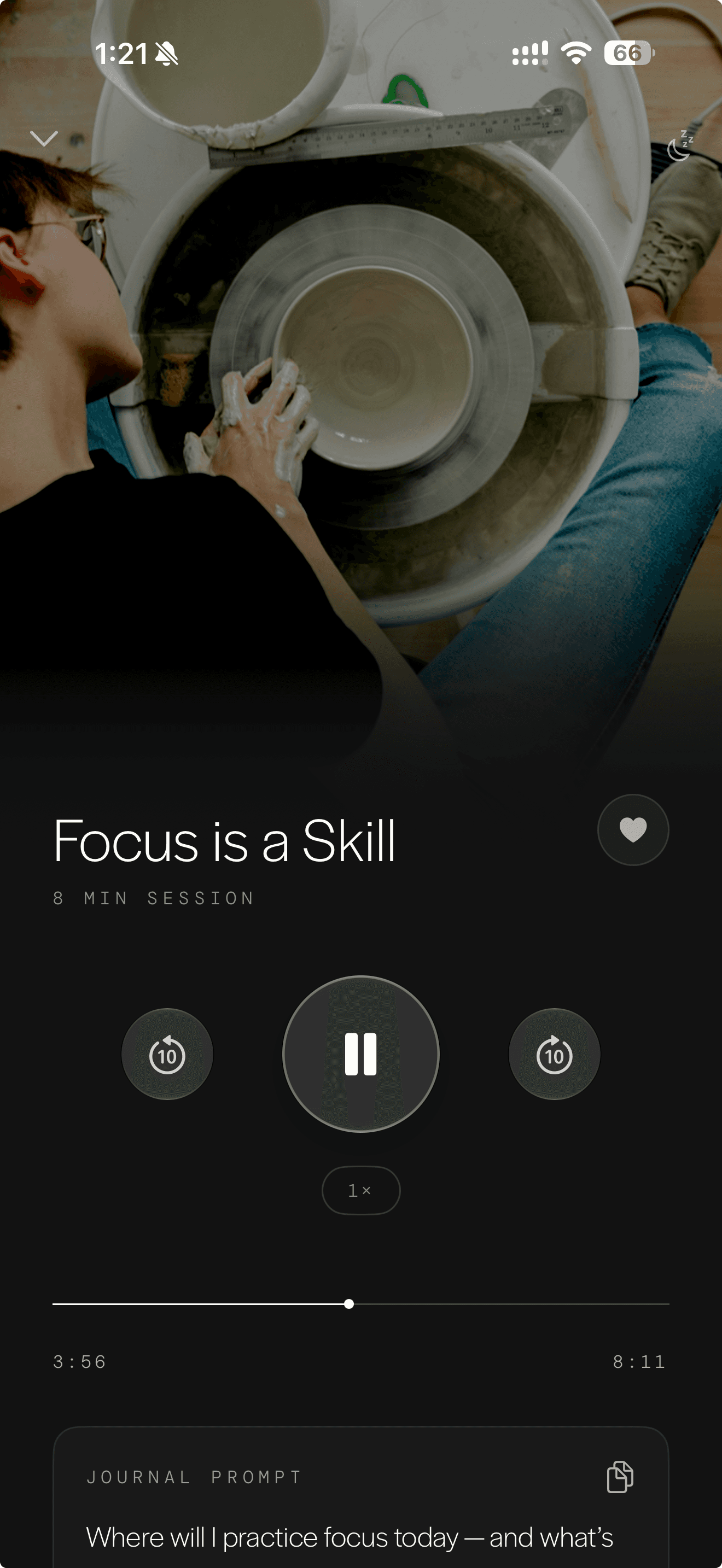 The Journalcast player with voice narration and background music controls.