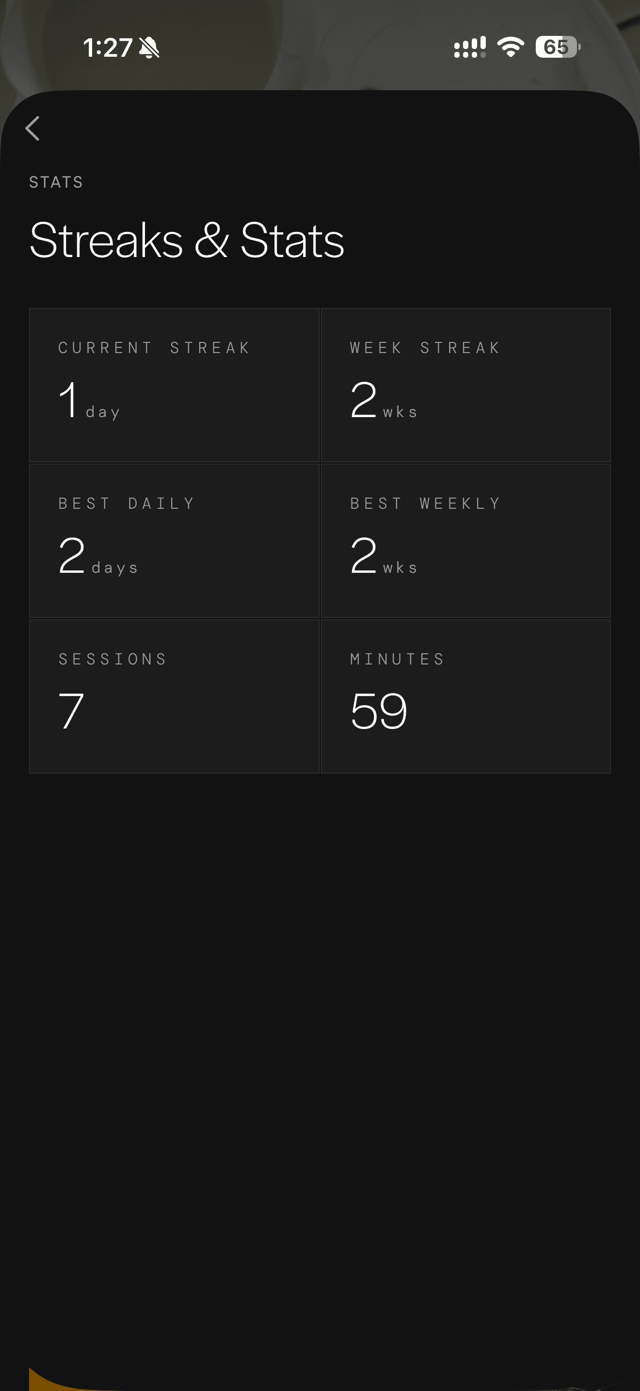 The Journalcast stats screen showing a journaling streak.
